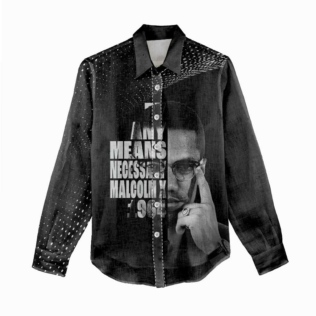 African America Heroes Malcolm X Women Casual Shirt By Any Means Necessary - African Pride