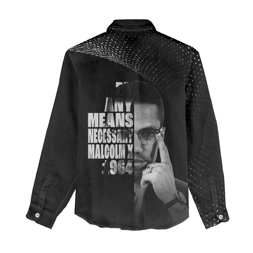 African America Heroes Malcolm X Women Casual Shirt By Any Means Necessary - African Pride