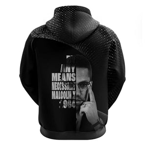 African America Heroes Malcolm X Zip Hoodie By Any Means Necessary - African Pride