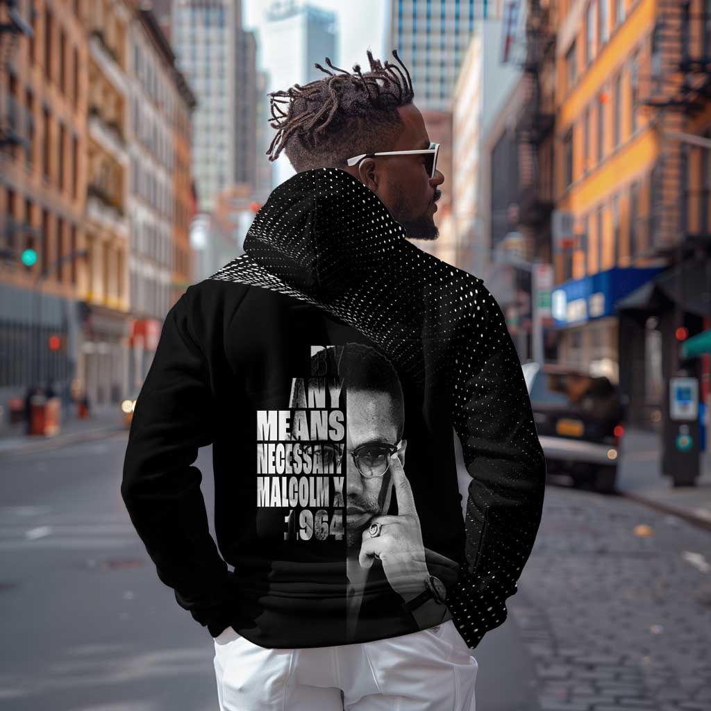African America Heroes Malcolm X Zip Hoodie By Any Means Necessary - African Pride