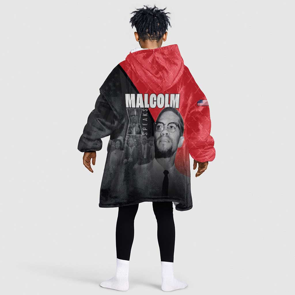 Malcolm X Speaks Kid Wearable Blanket Hoodie Legacy of the Civil Rights Leaders - African Pride