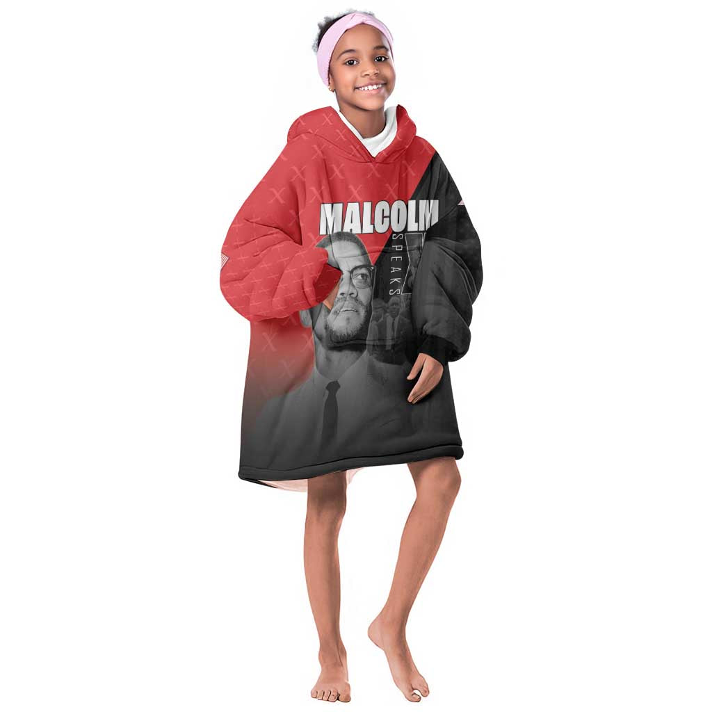 Malcolm X Speaks Kid Wearable Blanket Hoodie Legacy of the Civil Rights Leaders - African Pride