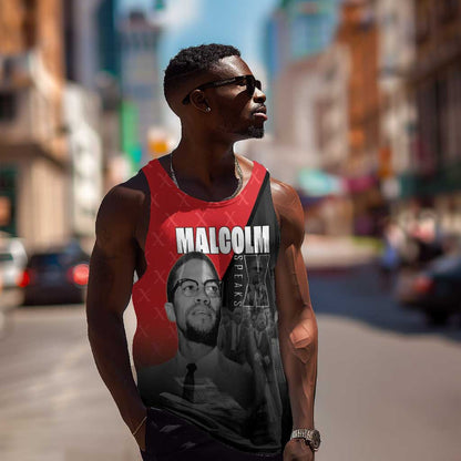 Malcolm X Speaks Men Tank Top Legacy of the Civil Rights Leaders - African Pride