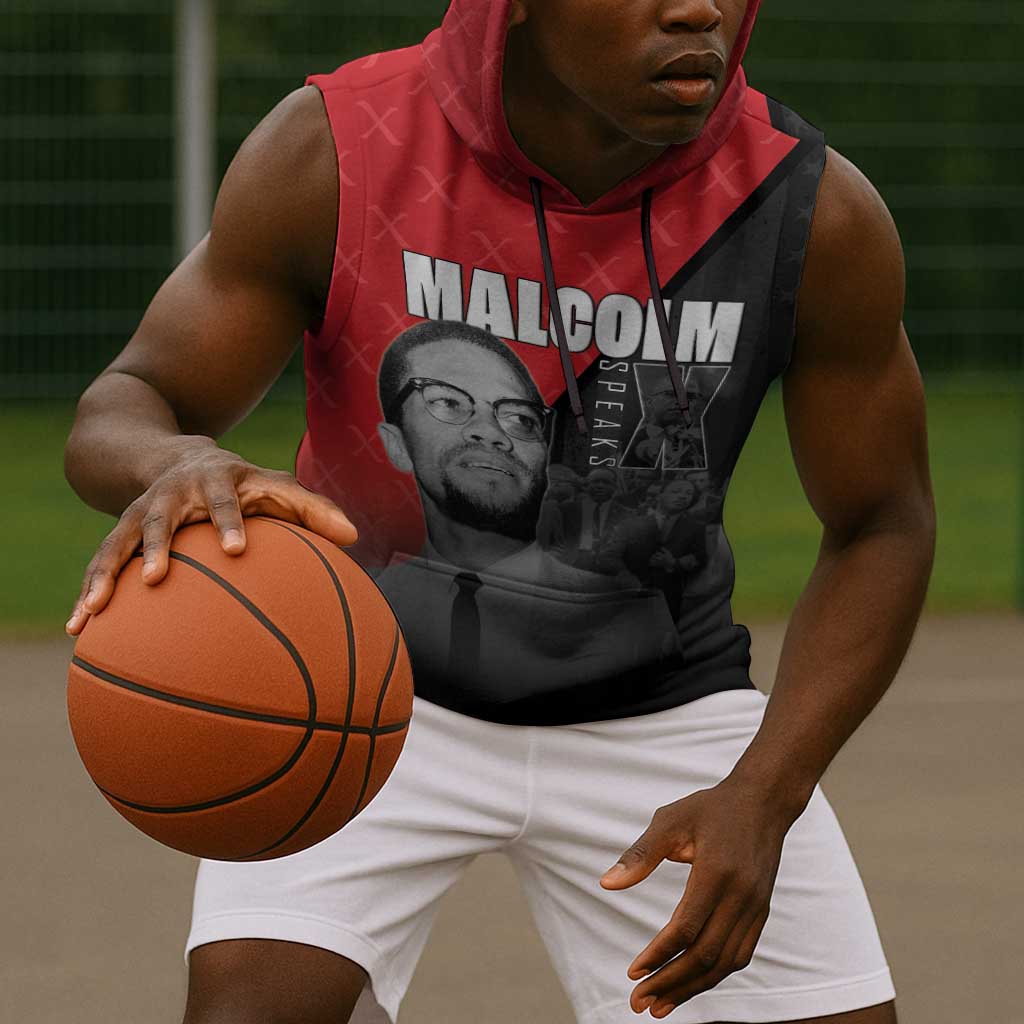 Malcolm X Speaks Sleeveless Hoodie Legacy of the Civil Rights Leaders - African Pride
