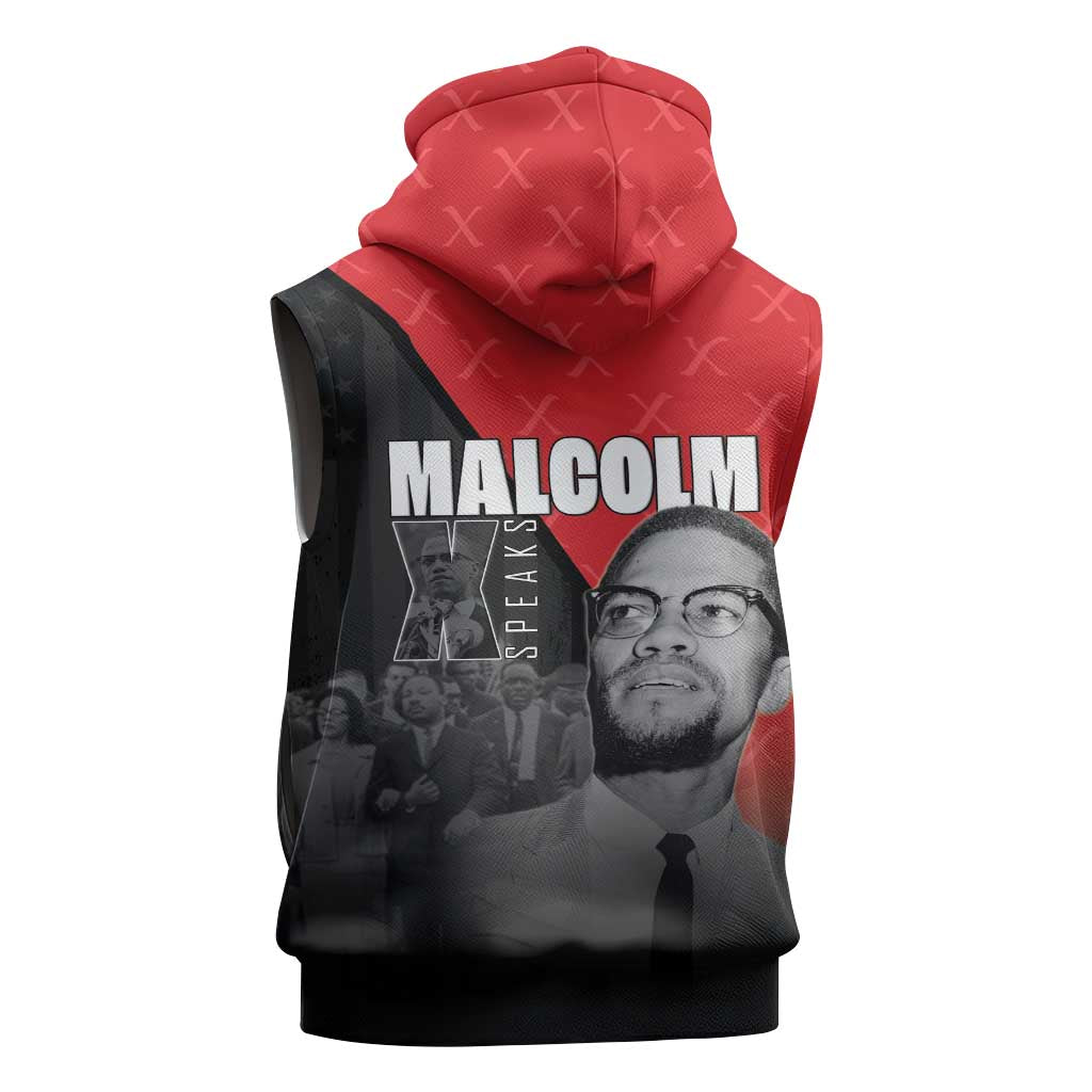 Malcolm X Speaks Sleeveless Zip Hoodie Legacy of the Civil Rights Leaders - African Pride