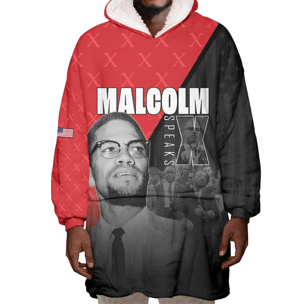 Malcolm X Speaks Wearable Blanket Hoodie Legacy of the Civil Rights Leaders - African Pride