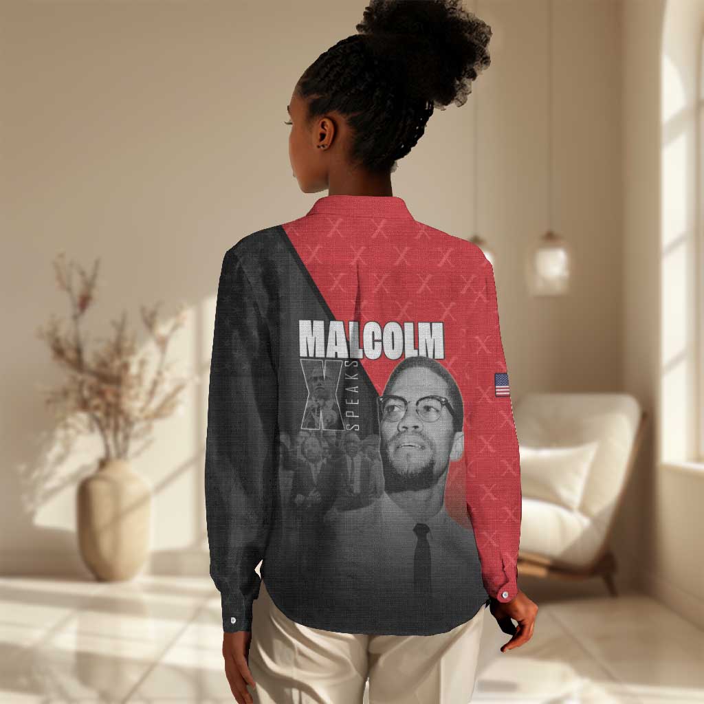 Malcolm X Speaks Women Casual Shirt Legacy of the Civil Rights Leaders - African Pride