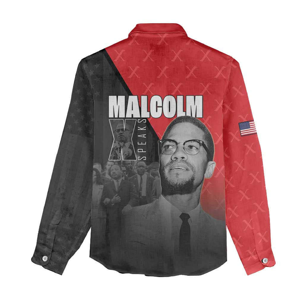 Malcolm X Speaks Women Casual Shirt Legacy of the Civil Rights Leaders - African Pride