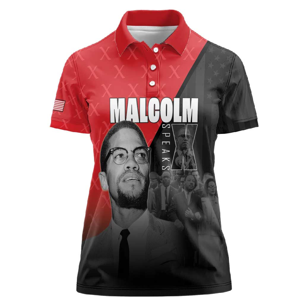 Malcolm X Speaks Women Polo Shirt Legacy of the Civil Rights Leaders - African Pride