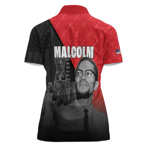 Malcolm X Speaks Women Polo Shirt Legacy of the Civil Rights Leaders - African Pride