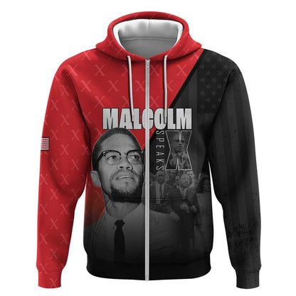 Malcolm X Speaks Zip Hoodie Legacy of the Civil Rights Leaders - African Pride