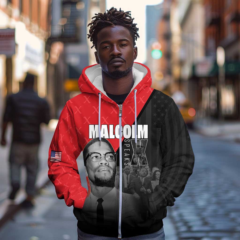 Malcolm X Speaks Zip Hoodie Legacy of the Civil Rights Leaders - African Pride