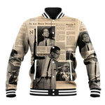 Malcolm X Vintage Newspaper Print Style Baseball Jacket - African Pride