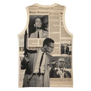 Malcolm X Vintage Newspaper Print Style Basketball Jersey - African Pride