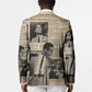 Malcolm X Blazer Vintage Newspaper Print Style
