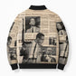 Malcolm X Bomber Puffer Jacket Vintage Newspaper Print Style