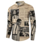 Malcolm X Button Sweatshirt Vintage Newspaper Print Style