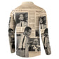 Malcolm X Button Sweatshirt Vintage Newspaper Print Style