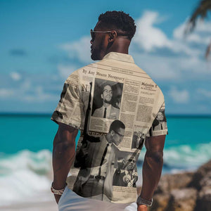 Malcolm X Vintage Newspaper Print Style Hawaiian Shirt - African Pride