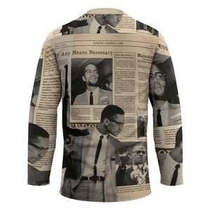 Malcolm X Hockey Jersey Vintage Newspaper Print Style