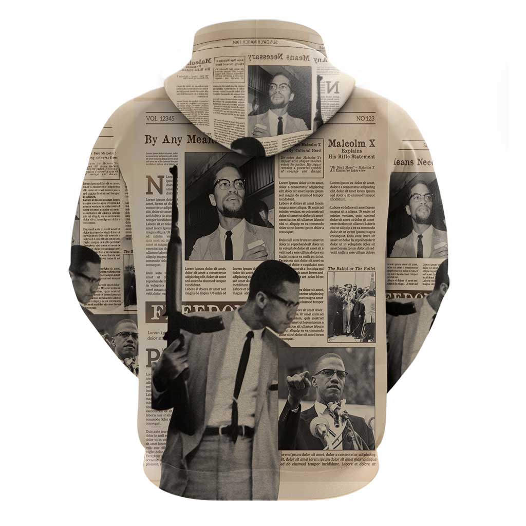 Malcolm X Vintage Newspaper Print Style Hoodie - African Pride