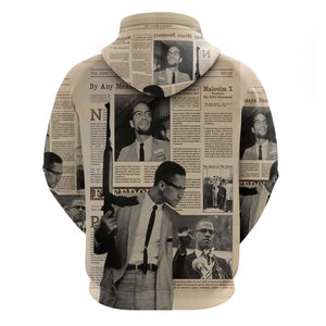 Malcolm X Vintage Newspaper Print Style Hoodie - African Pride