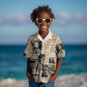 Malcolm X Vintage Newspaper Print Style Kid Hawaiian Shirt - African Pride