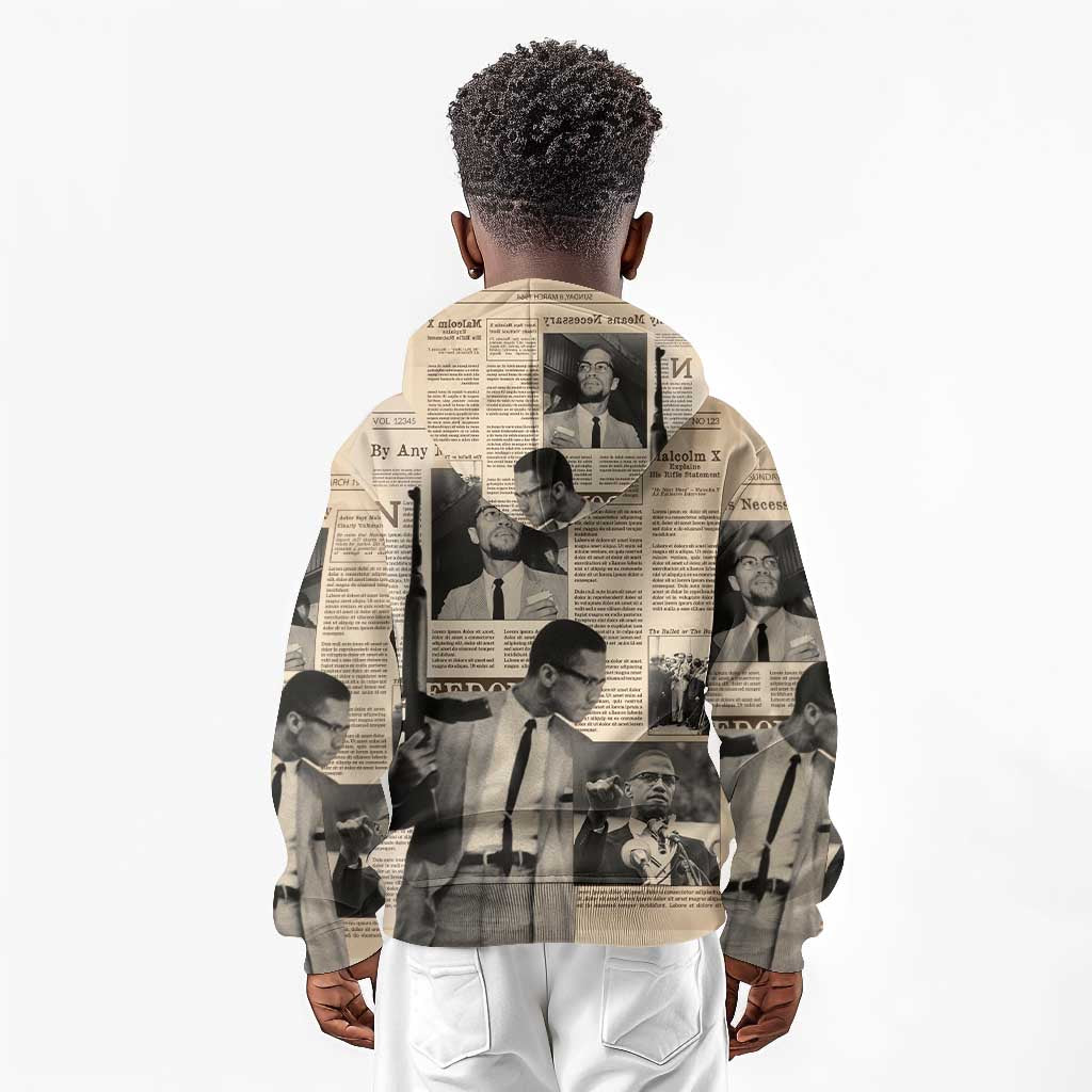 Malcolm X Vintage Newspaper Print Style Kid Hoodie - African Pride