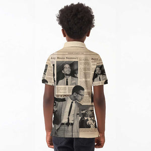 Malcolm X Vintage Newspaper Print Style Kid Polo Shirt - African Pride