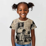 Malcolm X Vintage Newspaper Print Style Kid T shirt LT15