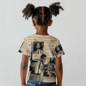 Malcolm X Vintage Newspaper Print Style Kid T shirt - African Pride