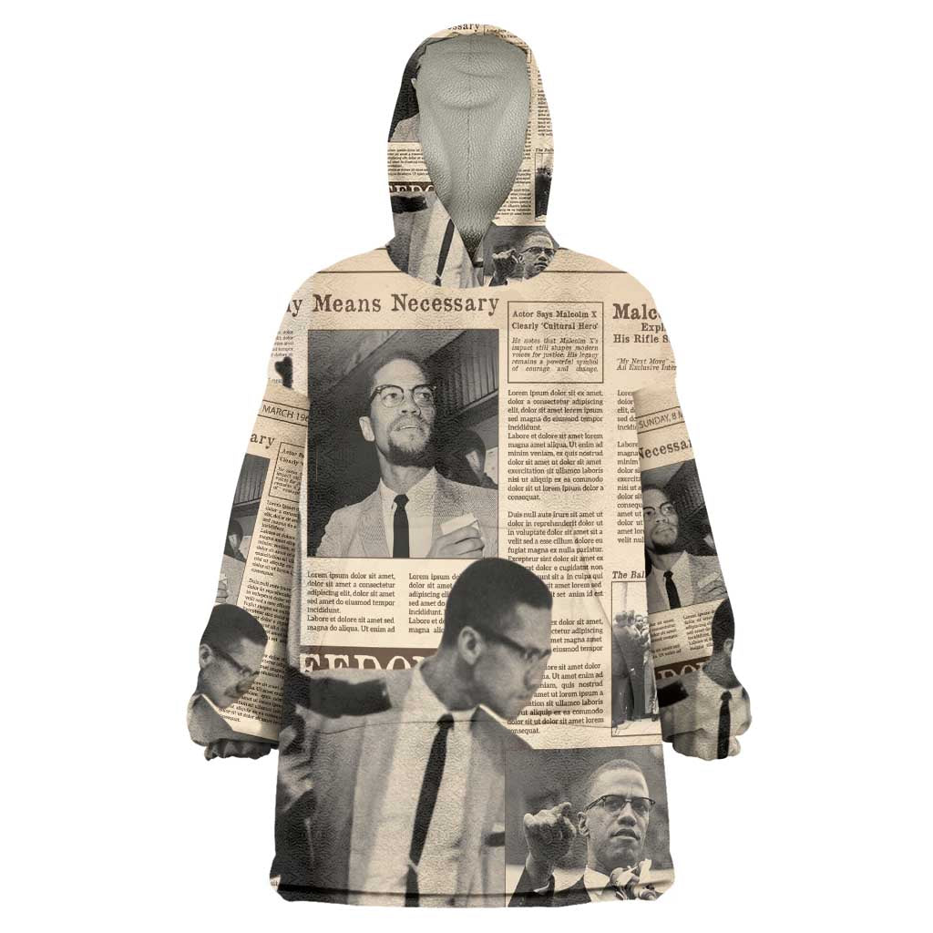 Malcolm X Vintage Newspaper Print Style Kid Wearable Blanket Hoodie - African Pride