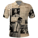 Malcolm X Vintage Newspaper Print Style Polo Shirt - African Pride