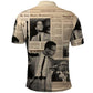 Malcolm X Vintage Newspaper Print Style Polo Shirt LT15