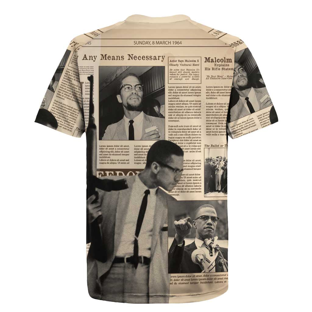 Malcolm X Vintage Newspaper Print Style Rugby Jersey - African Pride