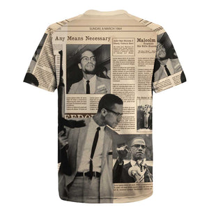 Malcolm X Vintage Newspaper Print Style Rugby Jersey - African Pride