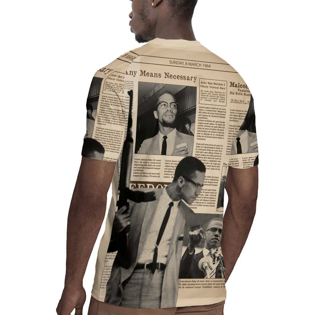 Malcolm X Vintage Newspaper Print Style Rugby Jersey - African Pride