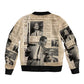 Malcolm X Vintage Newspaper Print Style Sleeve Zip Bomber Jacket - African Pride