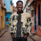 Malcolm X Vintage Newspaper Print Style Sleeve Zip Bomber Jacket - African Pride
