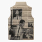 Malcolm X Sleeveless Puffer Jacket Vintage Newspaper Print Style