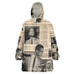 Malcolm X Vintage Newspaper Print Style Wearable Blanket Hoodie - African Pride
