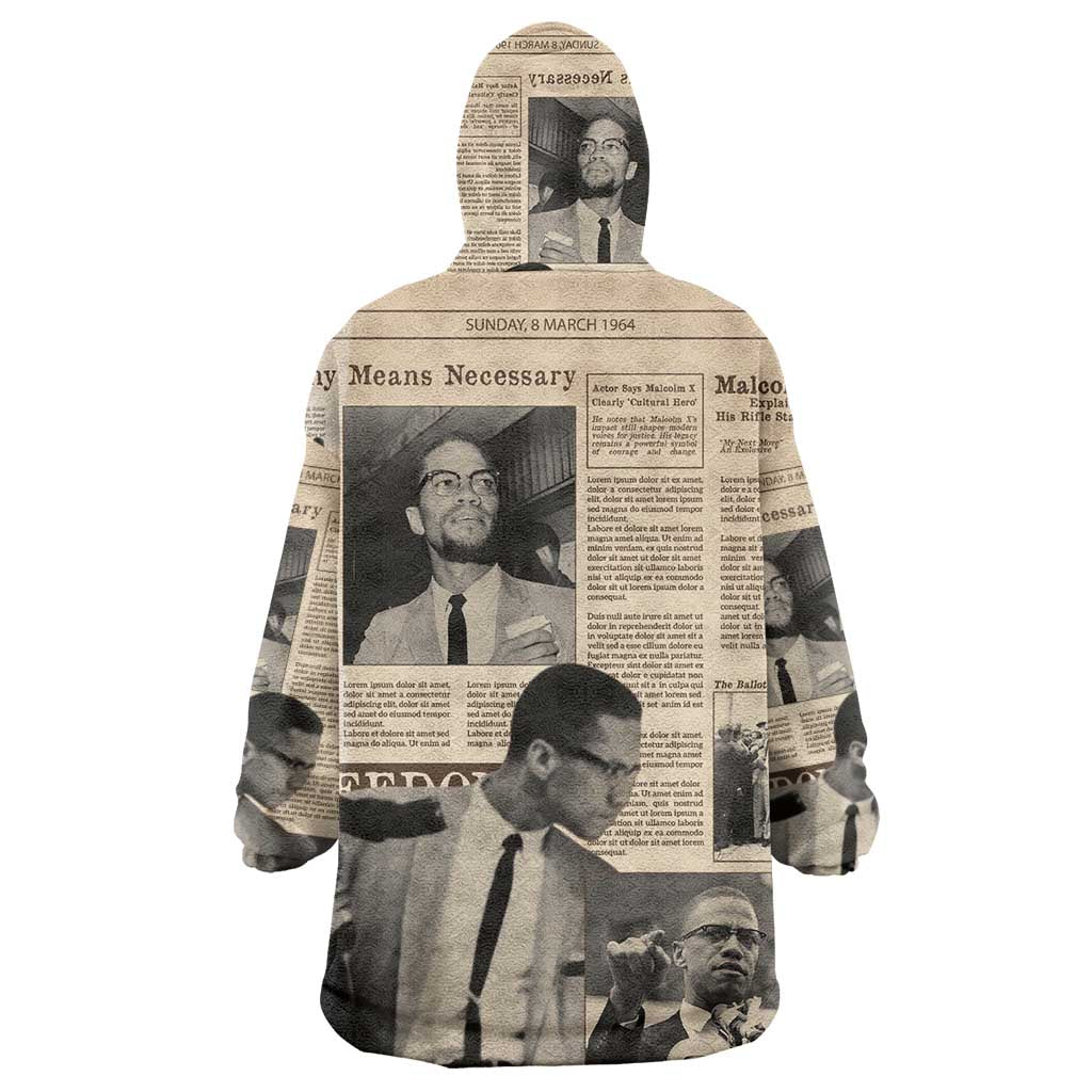 Malcolm X Vintage Newspaper Print Style Wearable Blanket Hoodie - African Pride