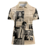 Malcolm X Vintage Newspaper Print Style Women Polo Shirt LT15