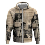 Malcolm X Vintage Newspaper Print Style Zip Hoodie - African Pride