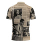 Malcolm X Zipper Polo Shirt Vintage Newspaper Print Style