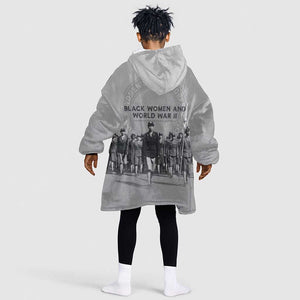 Black Women of World War II Kid Wearable Blanket Hoodie 6888th Central Postal Directory Battalion
