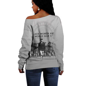 Black Women of World War II Off Shoulder Sweater 6888th Central Postal Directory Battalion