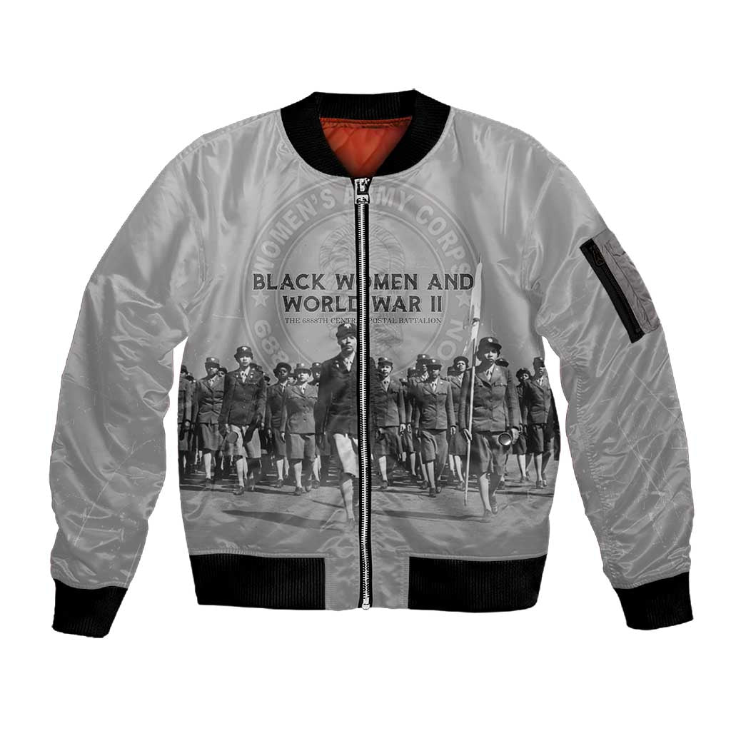 Black Women of World War II Sleeve Zip Bomber Jacket 6888th Central Postal Directory Battalion