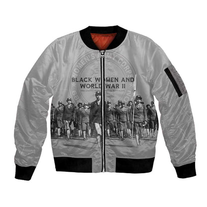 Black Women of World War II Sleeve Zip Bomber Jacket 6888th Central Postal Directory Battalion