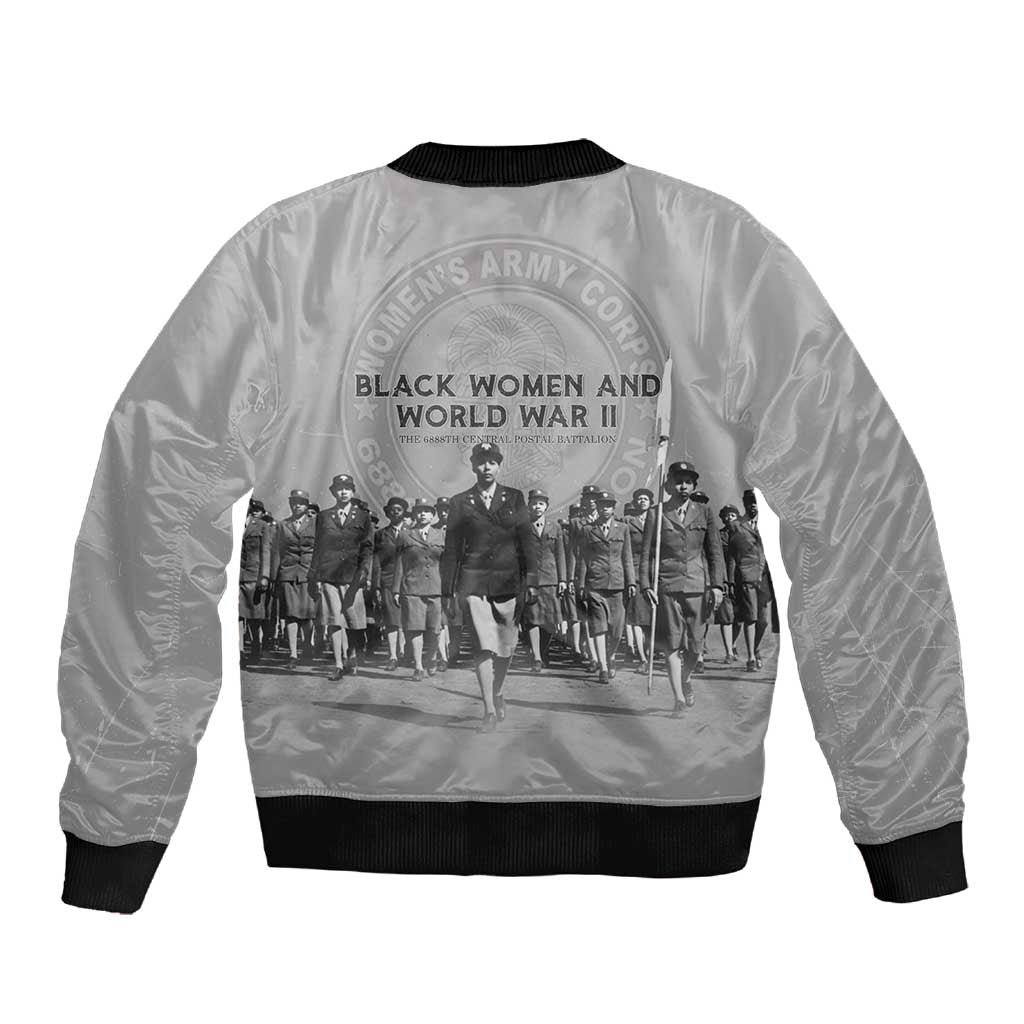 Black Women of World War II Sleeve Zip Bomber Jacket 6888th Central Postal Directory Battalion
